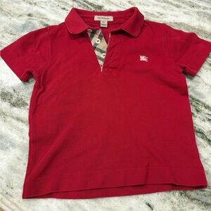 Burberry Baby Boy Red Polo Shirt Classic Style Short Sleeve EUC